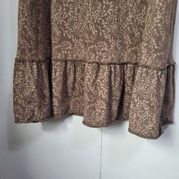 Fresh Produce Women's Large Maxi Dress Brown Print Ruffle Sleeveless Casual - Picture 5 of 11